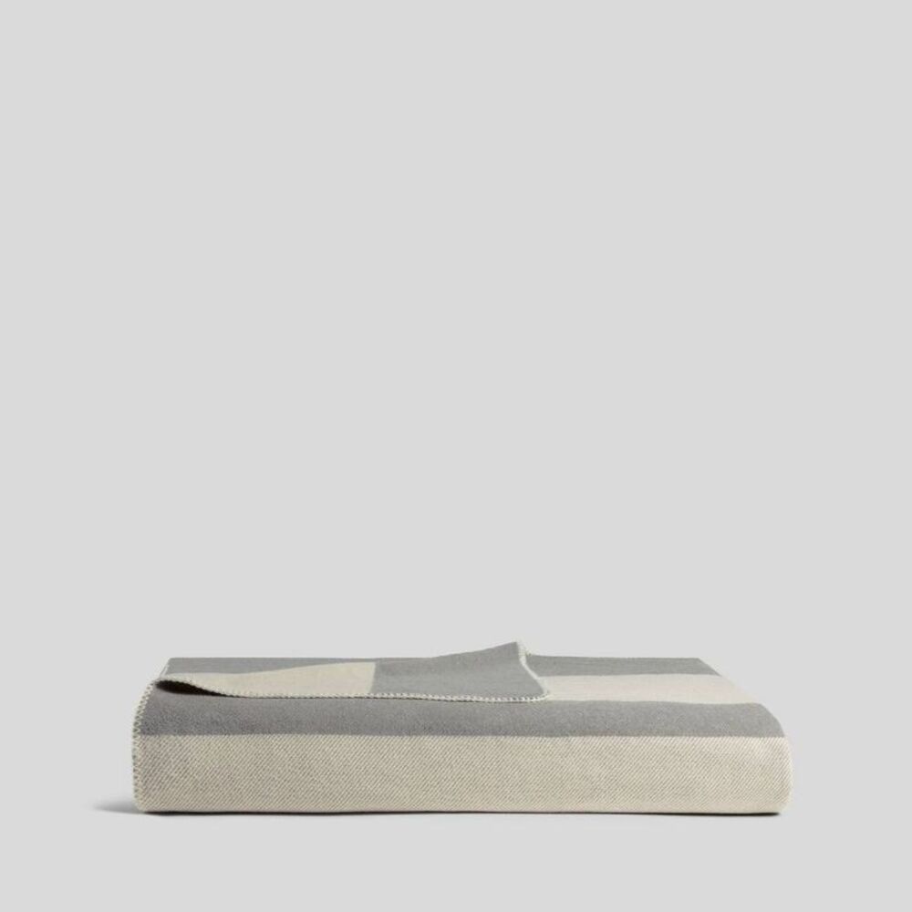 Queen/King Border Stripe Cotton Bed Blanket Heathered Gray - Parachute